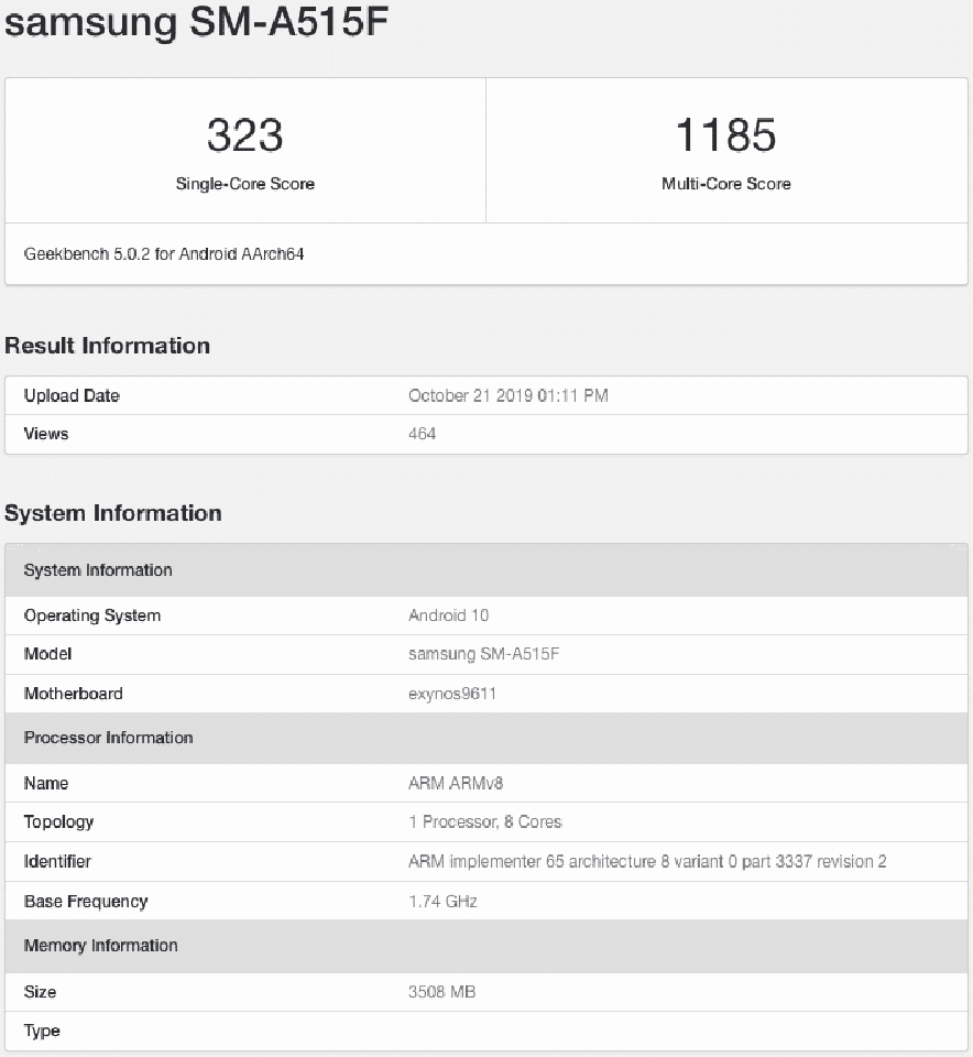 Galaxy A51 xuất hiện trên Geekbench