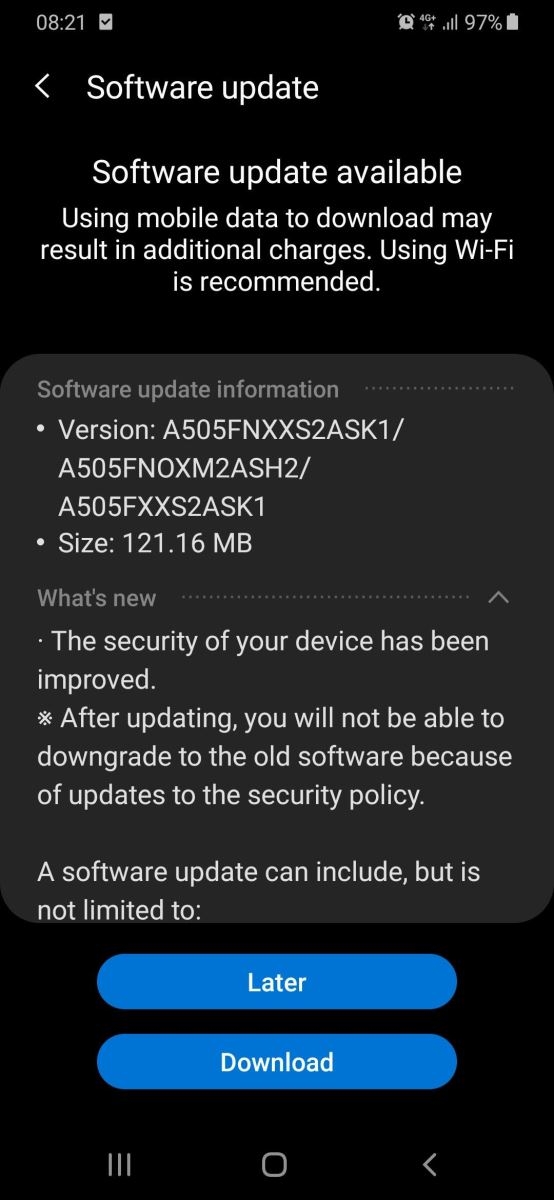 Samsung Galaxy A50 nhận bản vá bảo mật tháng 11/2019