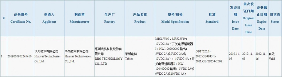 MatePad Pro đạt chứng nhận 3C (ảnh 1)