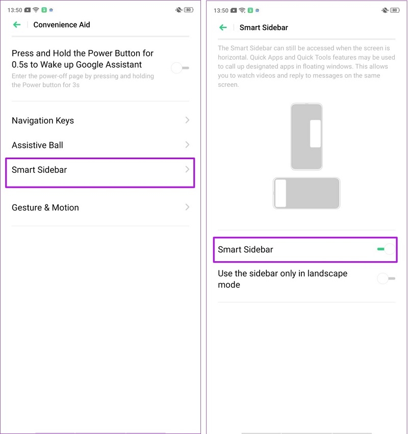 Kích hoạt thanh ứng dụng cạnh thông minh