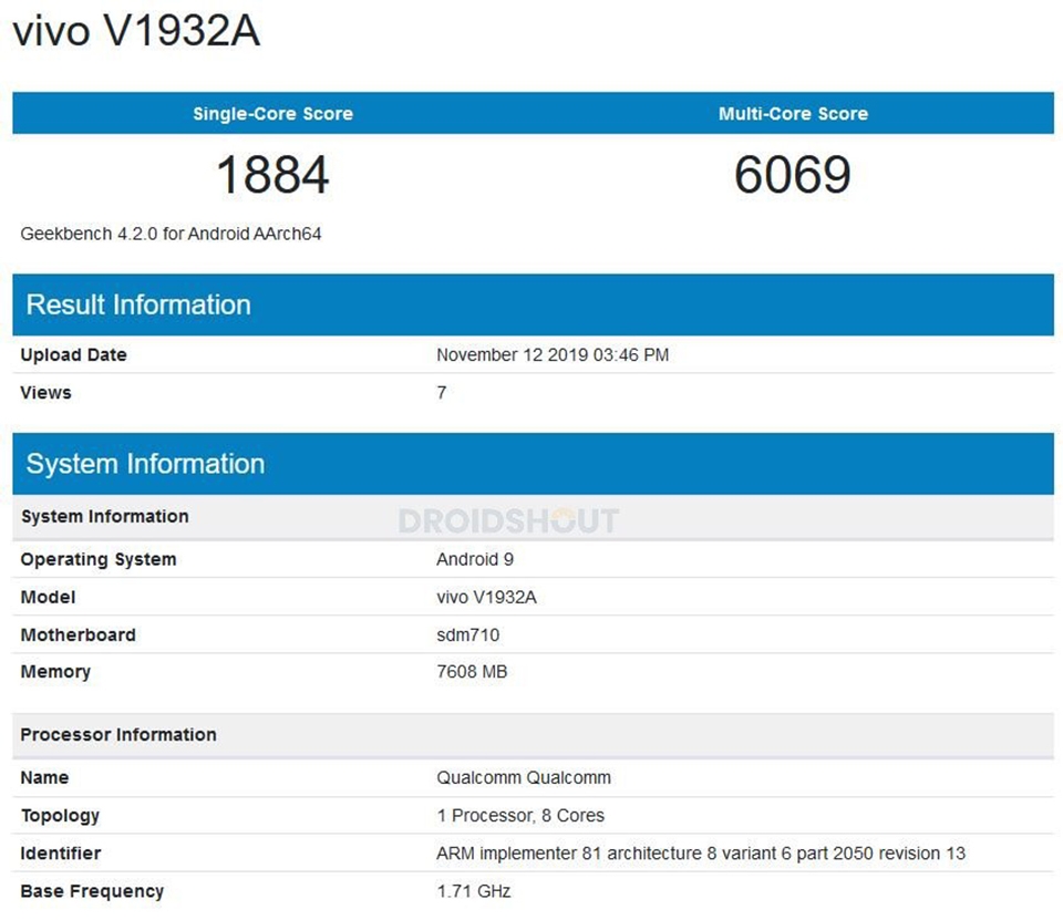 Vivo S5 lộ cấu hình trên Geekbench