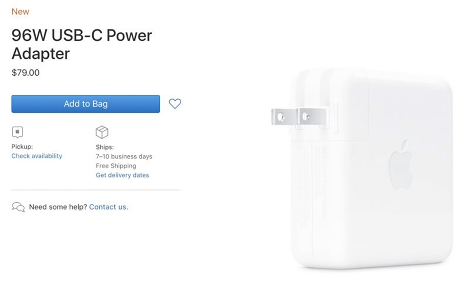 MacBook Pro 16 inch đi kèm củ sạc USB-C 96W