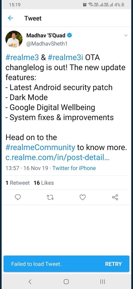 CEO Realme đăng bài trên Twitter từ iPhone CEO Realme đăng bài trên Twitter từ iPhone