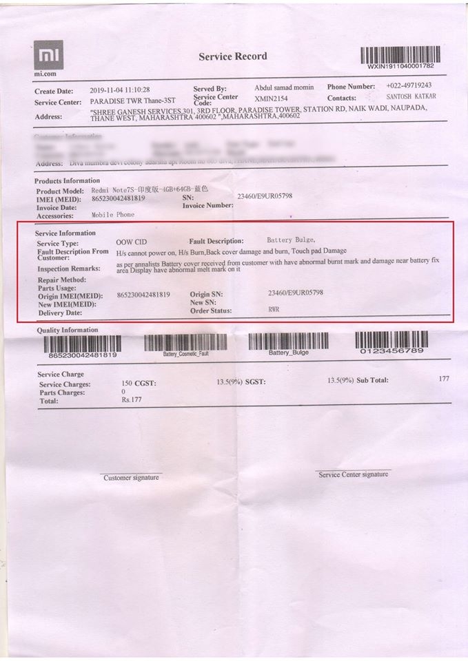 Xiaomi Redmi Note 7S bốc cháy (ảnh 8)