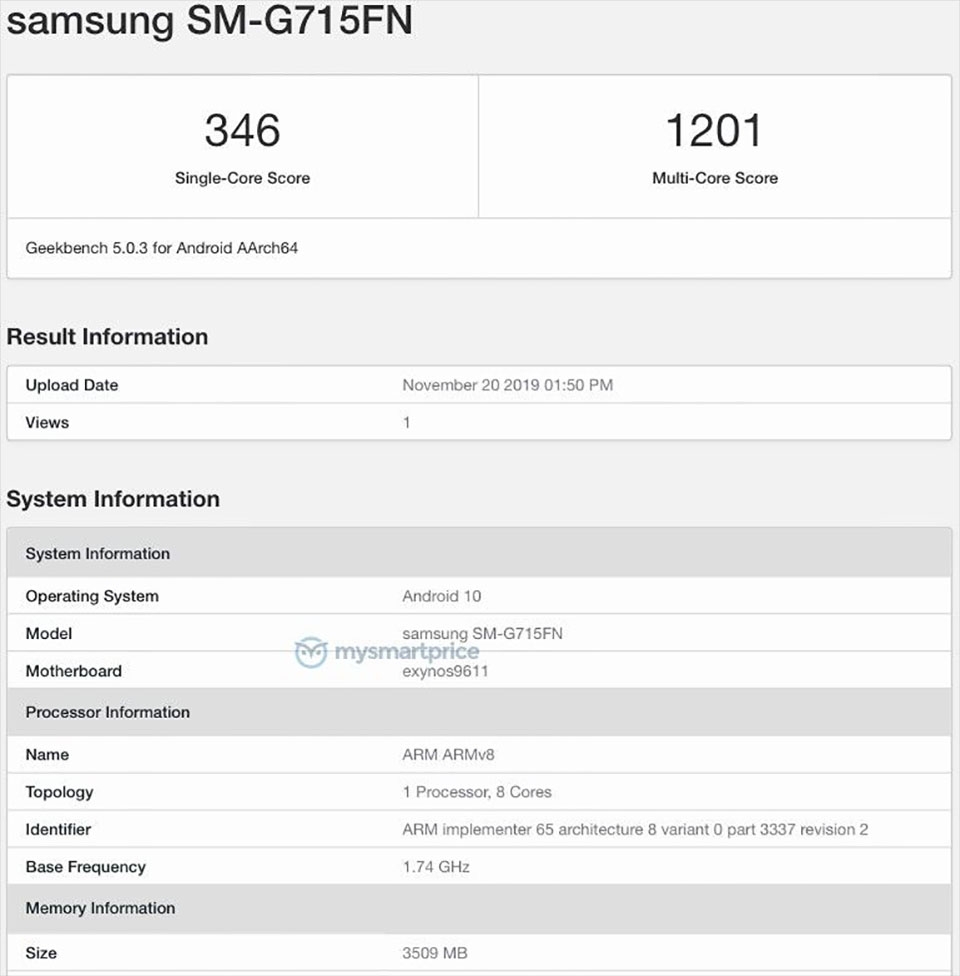 Samsung SM-G715N xuất hiện trên Geekbench Samsung SM-G715N xuất hiện trên Geekbench