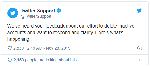 Twitter hoãn xóa tài khoản