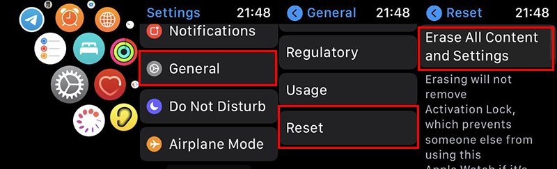 reset apple watch