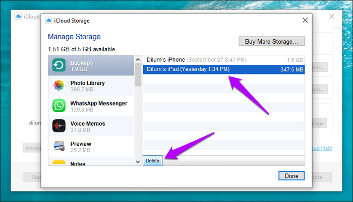 xóa backup trên iCloud
