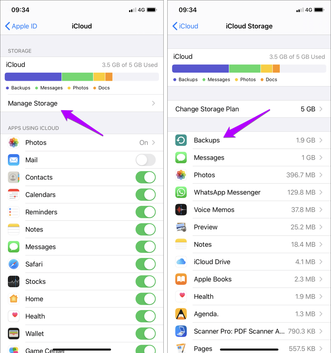 xóa backup trên iCloud