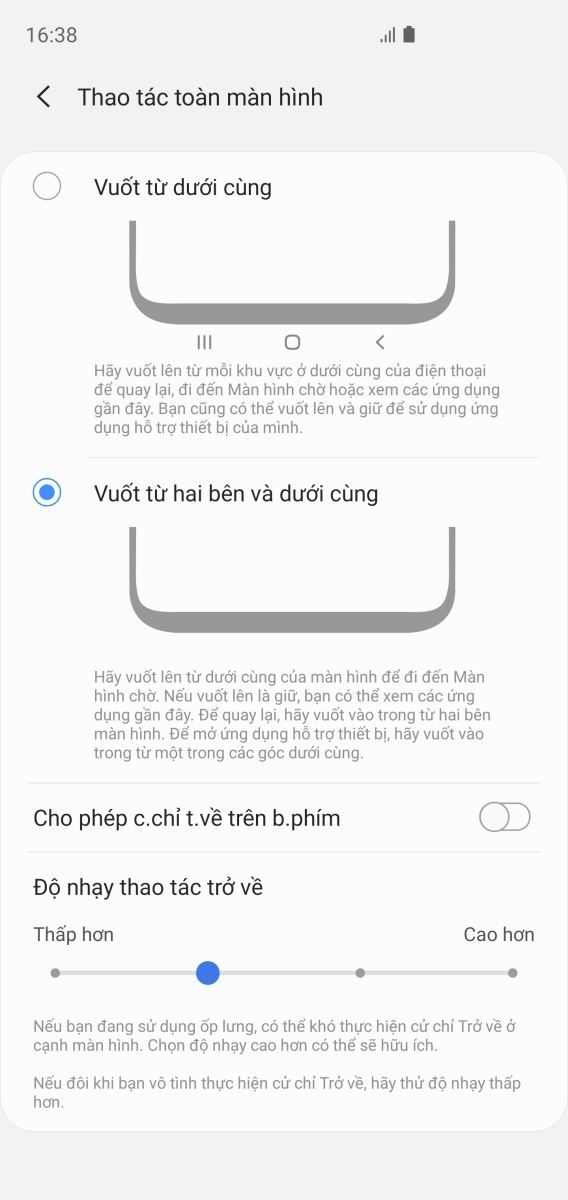 điều hướng cử chỉ mới
