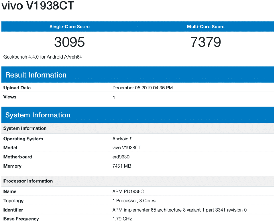 Vivo X30 xuất hiện trên Geekbench