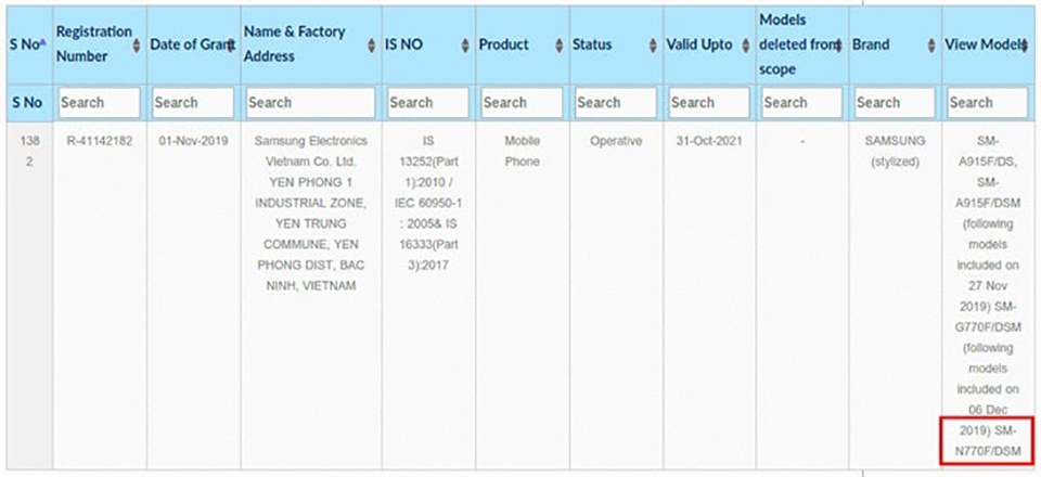 Galaxy Note 10 Lite đạt chứng nhận BIS