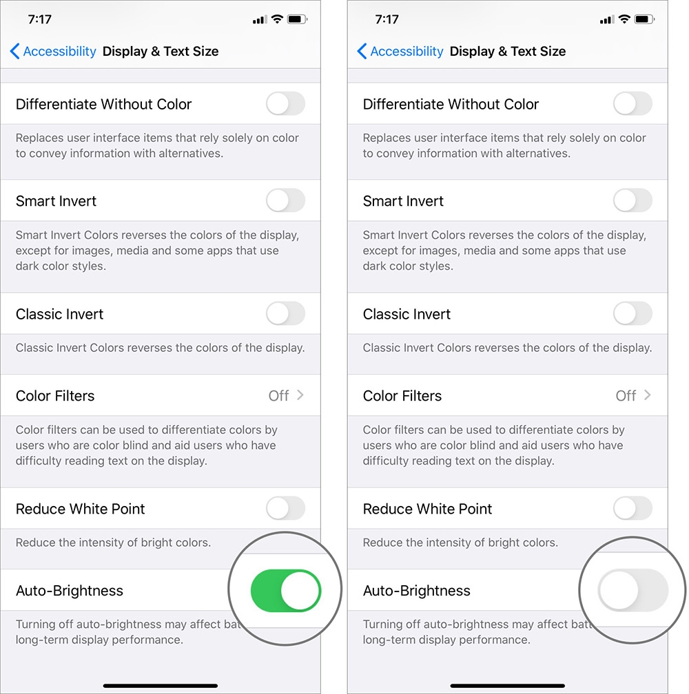 tắt tự động sáng iphone/ipad