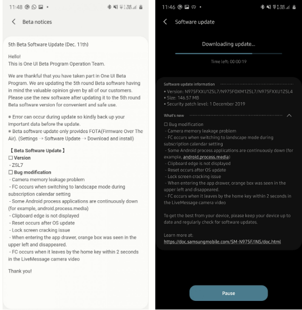 Samsung tung bản update beta thứ 5 cho bộ đôi Galaxy Note 10 và Note 10+