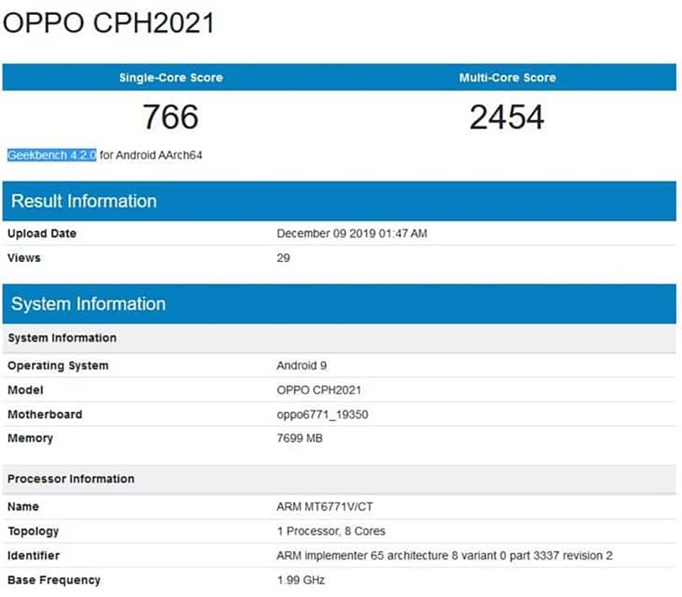 Hai smartphone OPPO xuất hiện trên Geekbench (ảnh 2) Hai smartphone OPPO xuất hiện trên Geekbench (ảnh 2)