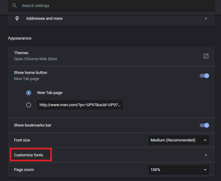 đổi font google chrome