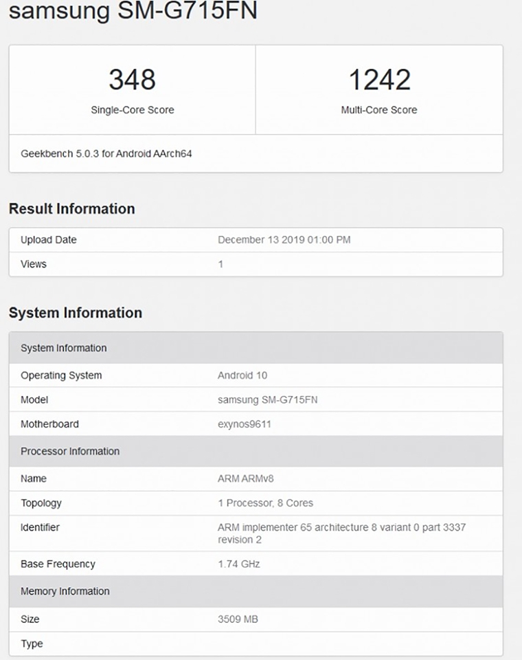 Galaxy Xcover Pro xuất hiện trên Geekbench