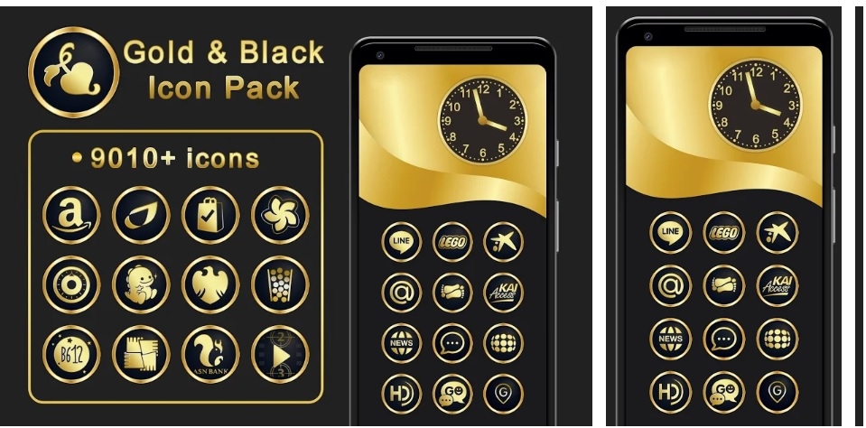 Tải về Gold & Black Icon Pack 9010+ icons