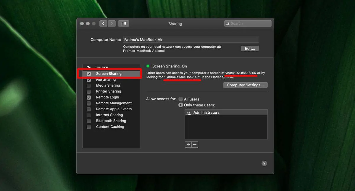 mac sharing