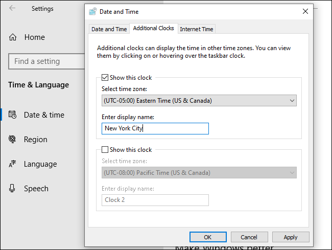đồng hồ windows 10
