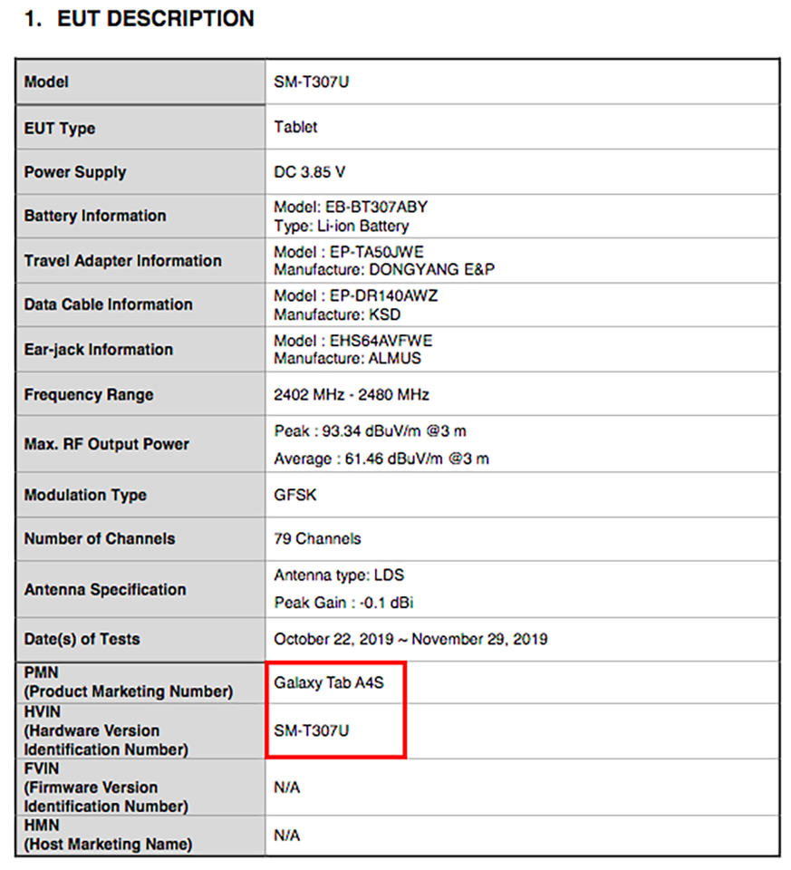 Galaxy Tab A4s đạt chứng nhận FCC (ảnh 3)