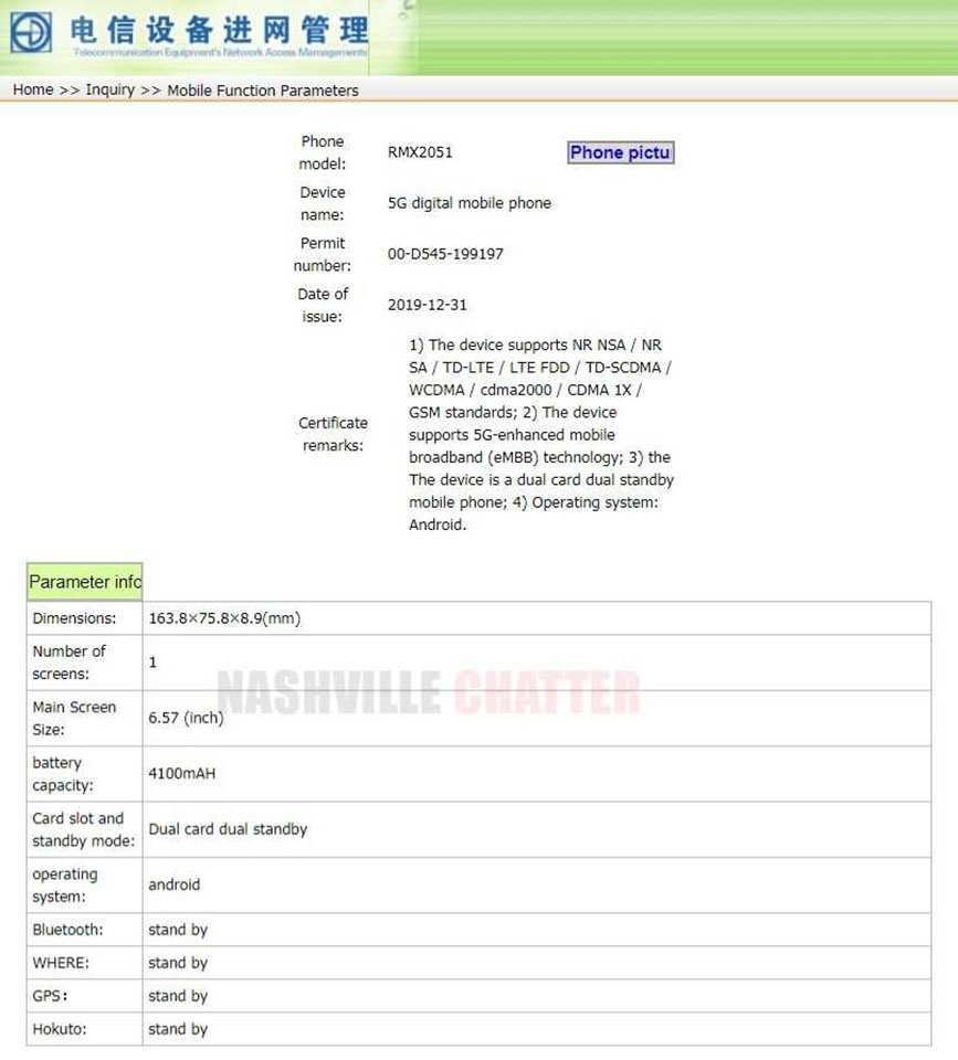 Realme X50 5G đạt chứng nhận TENAA