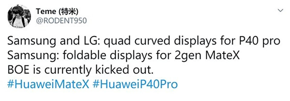 Huawei P40 Pro sẽ sử dụng màn hình của Samsung và LG Huawei P40 Pro sẽ sử dụng màn hình của Samsung và LG