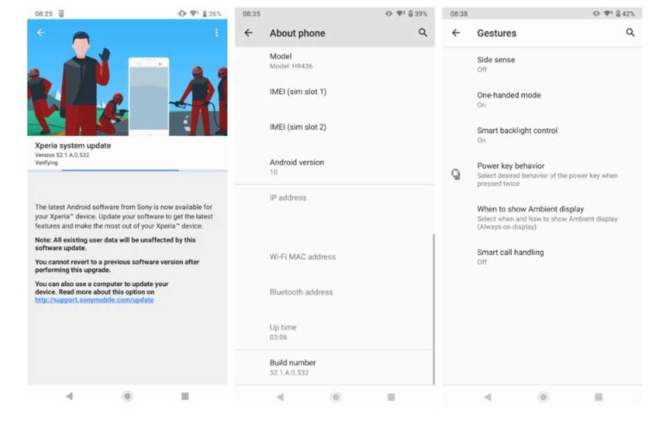 Xperia XZ3 cập nhật Android 10