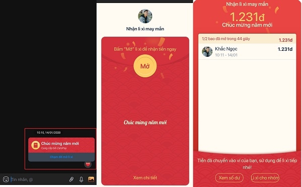 Lì xì Zalo Pay