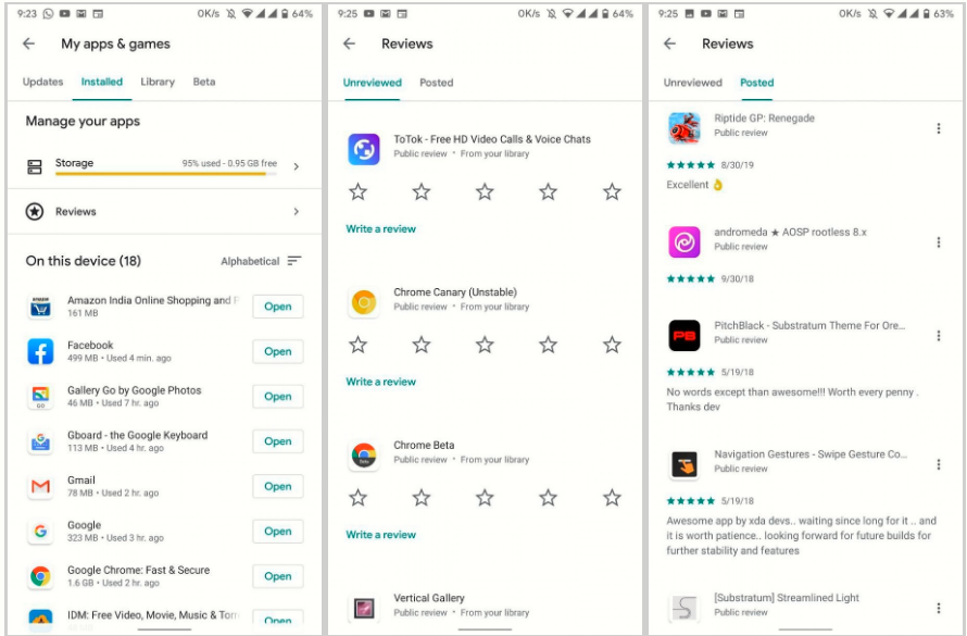 Google Play thử nghiệm mục hiển thị các review ứng dụng của bạn