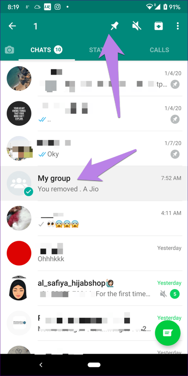 ghim nhóm chat whatsapp