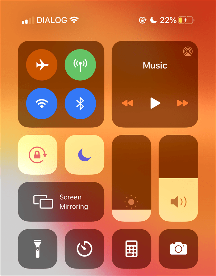 control center trên màn hình khóa iphone