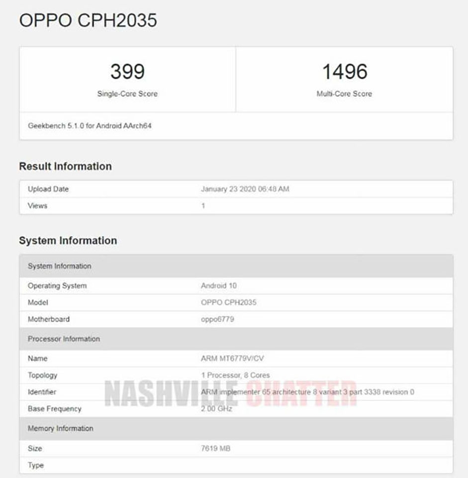 OPPO A31 xuất hiện trên Geekbench