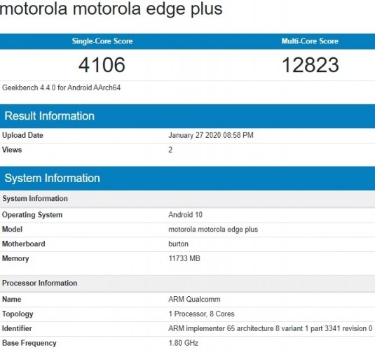 Motorola Edge+ xuất hiện trên Geekbench