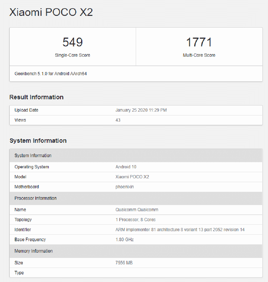 Poco X2 bản 8GB RAM