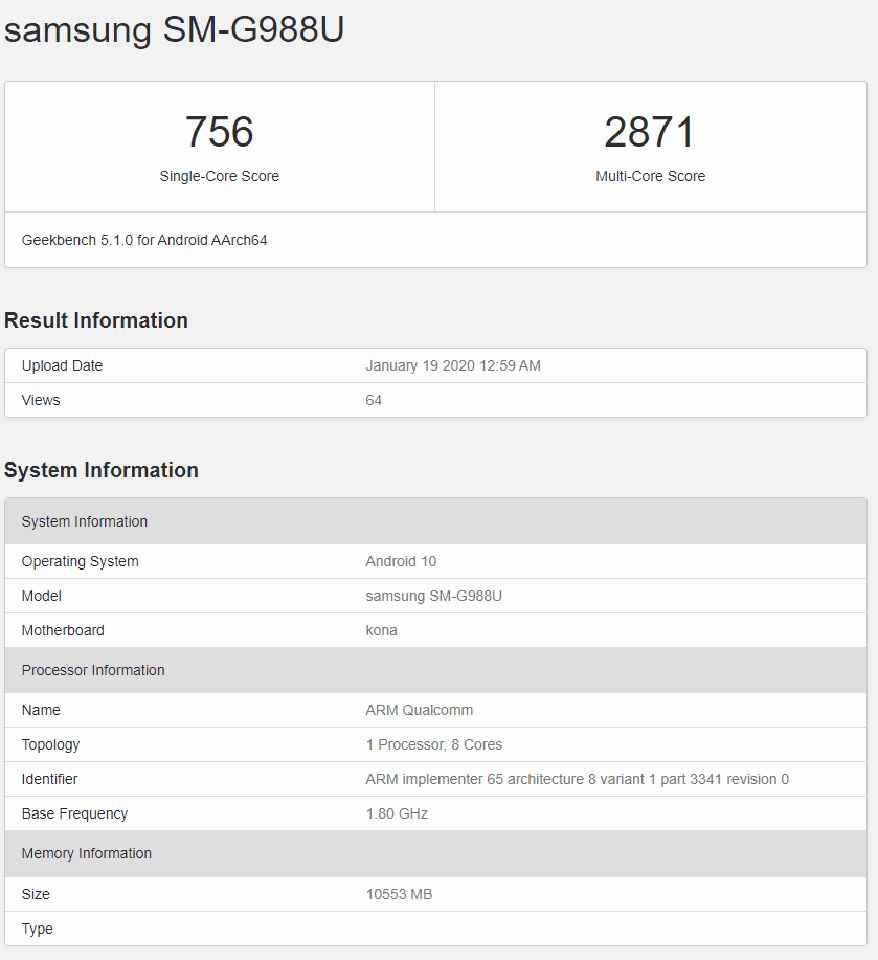 Điểm Geekbench Galaxy S20 Ultra Điểm Geekbench Galaxy S20 Ultra