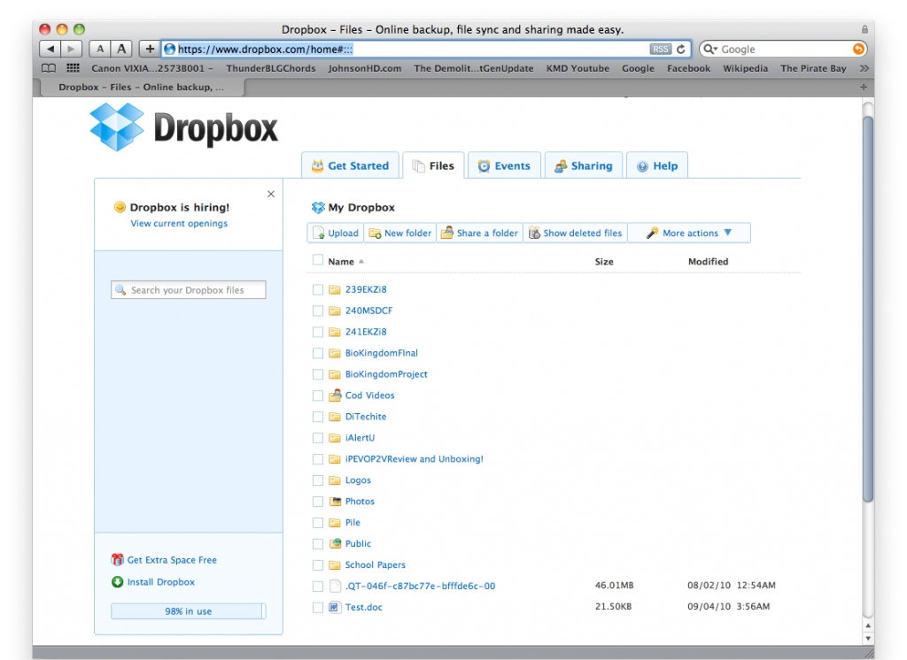 Ứng dụng Dropbox trên iPhone.