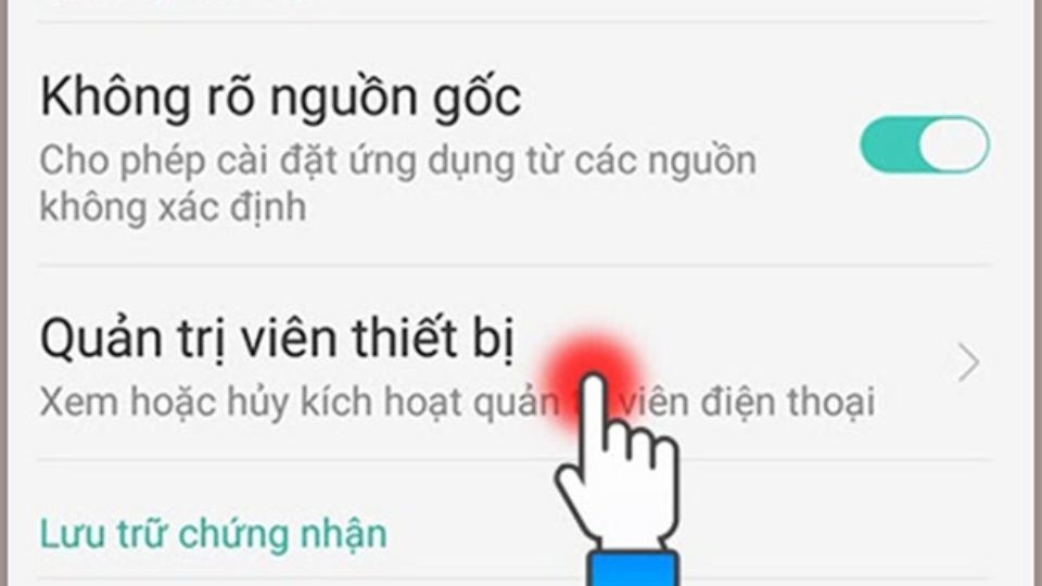 Bật tính năng Quản trị viên thiết bị