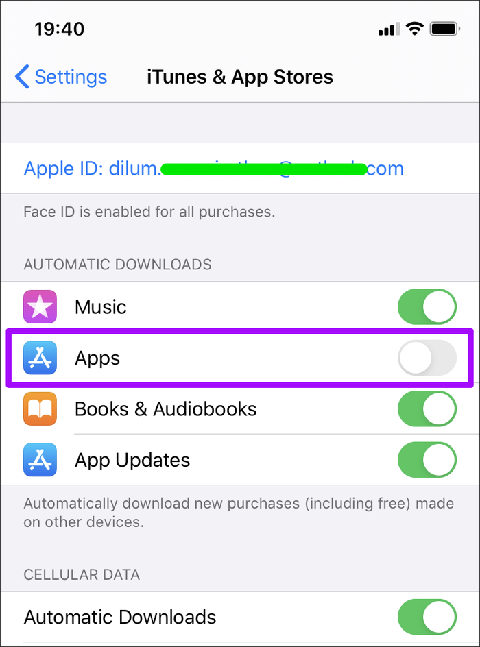 tắt tự động tải ứng dụng trên iPhone