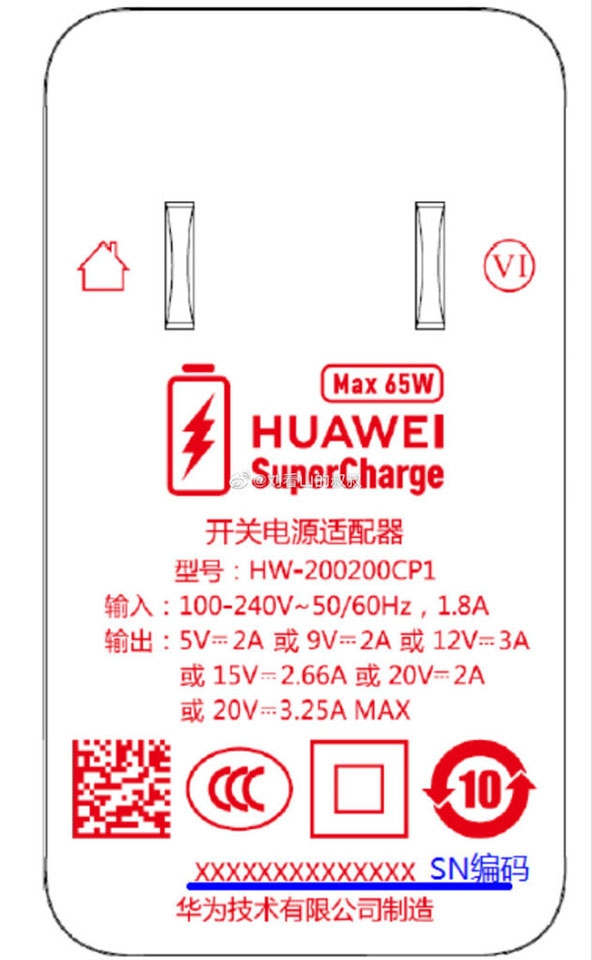 Củ sạc 65W của Huawei Mate Xs