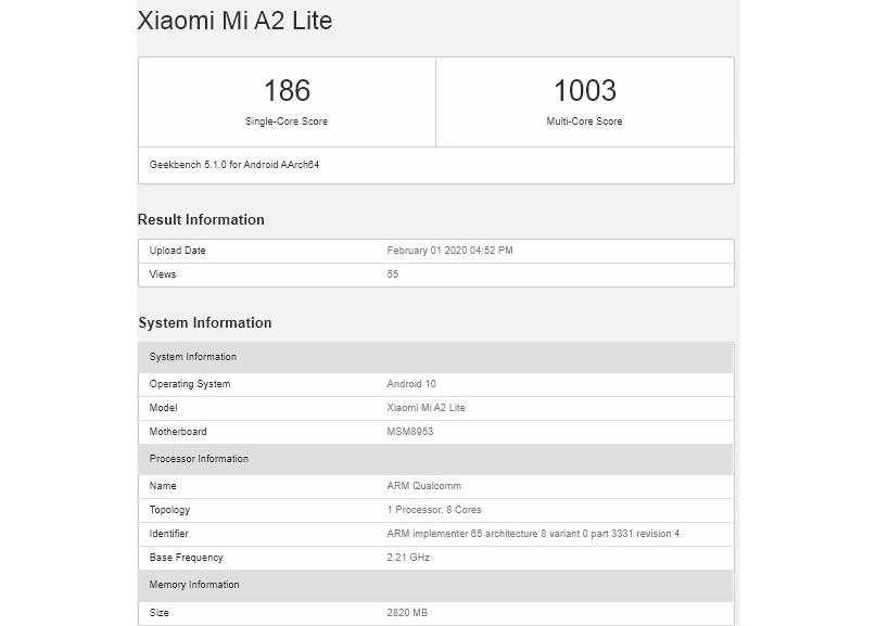 Xiaomi Mi A2 Lite