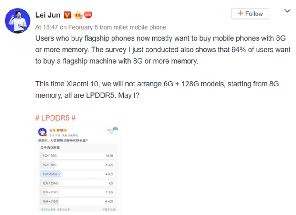 Xiaomi Mi 10 sẽ có RAM 6GB + ROM 128GB