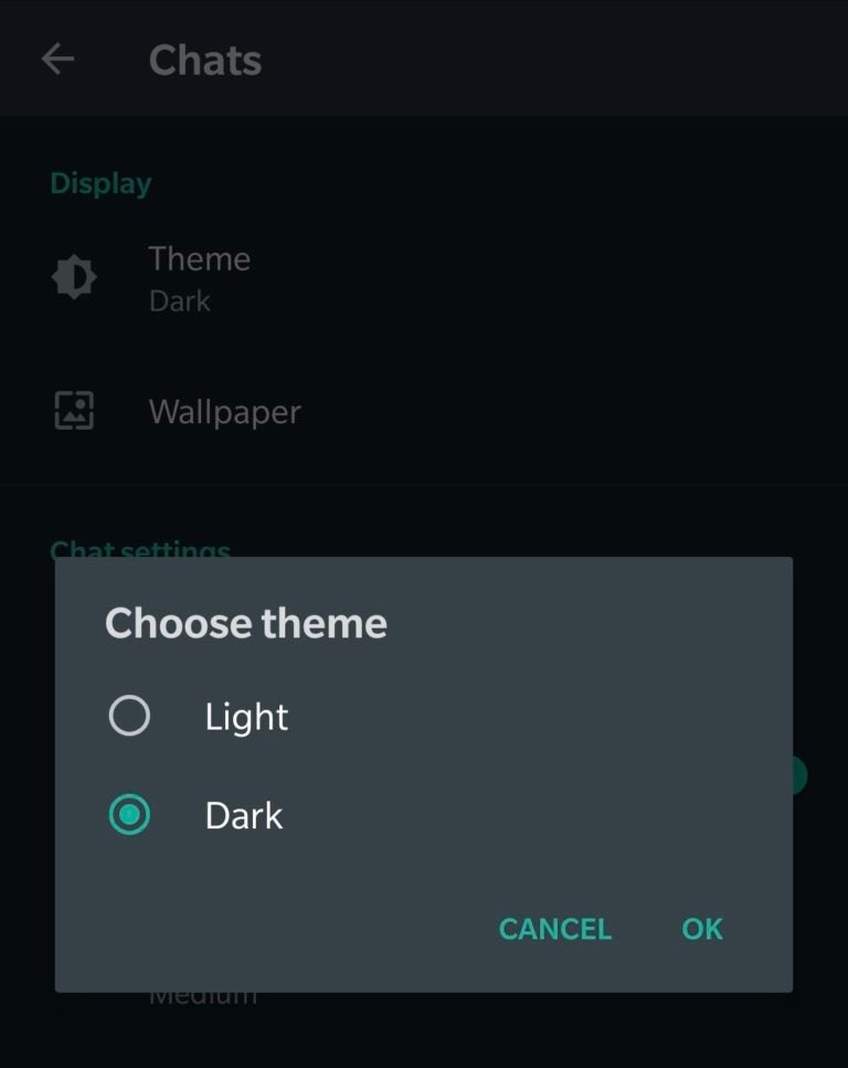 WhatsApp trên Android hỗ trợ chỉnh màu trong chế độ Dark Mode