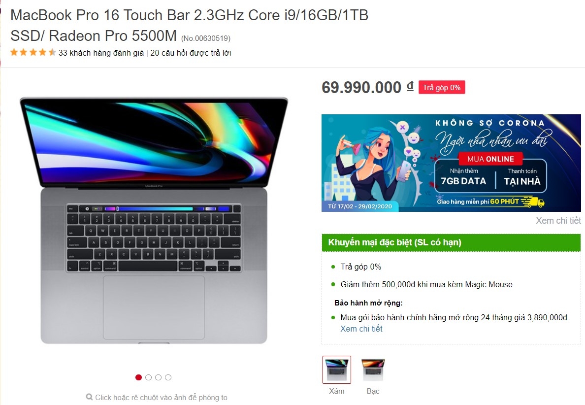 Dell XPS 15 7590 và MacBook Pro 16 inch 05