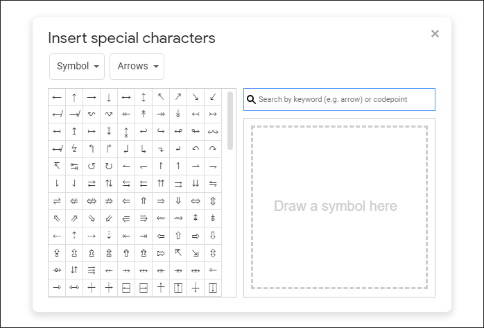 chèn kí tự đặc biệt trong google docs