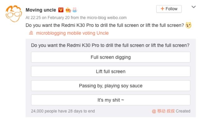 Redmi K30 Pro được xác nhận sử dụng camera selfie pop-up 1