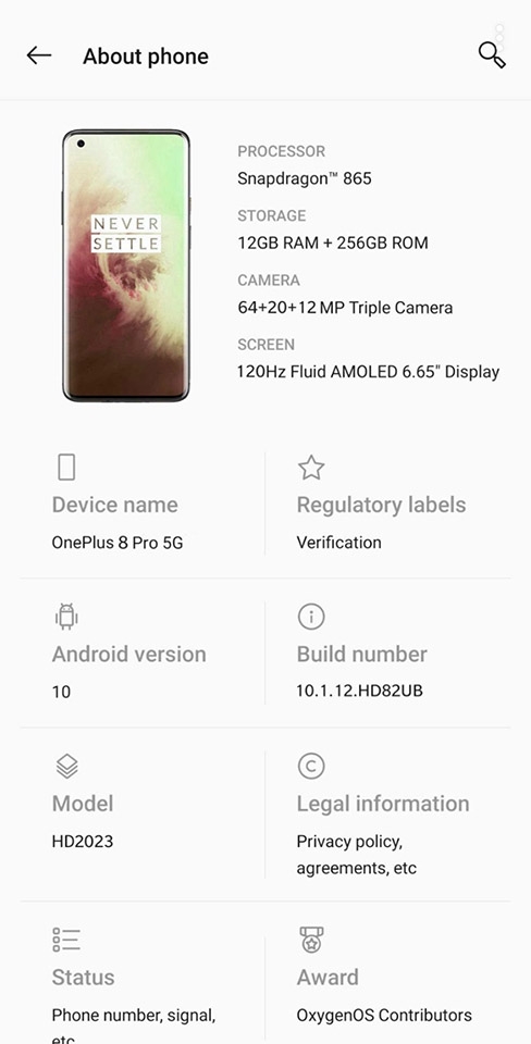 Cấu hình OnePlus 8 Pro (ảnh 1) Cấu hình OnePlus 8 Pro (ảnh 1)