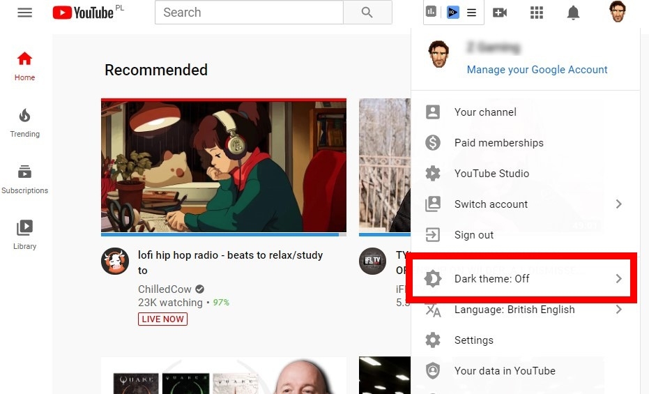 youtube dark mode