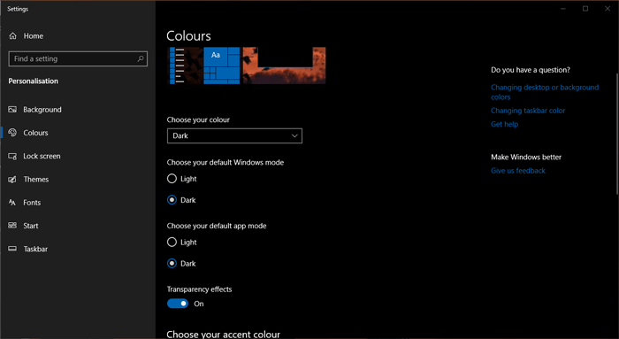 windows dark mode