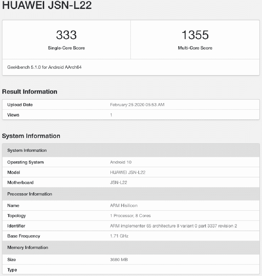 Honor 9X Lite xuất hiện trên Geekbench Honor 9X Lite xuất hiện trên Geekbench
